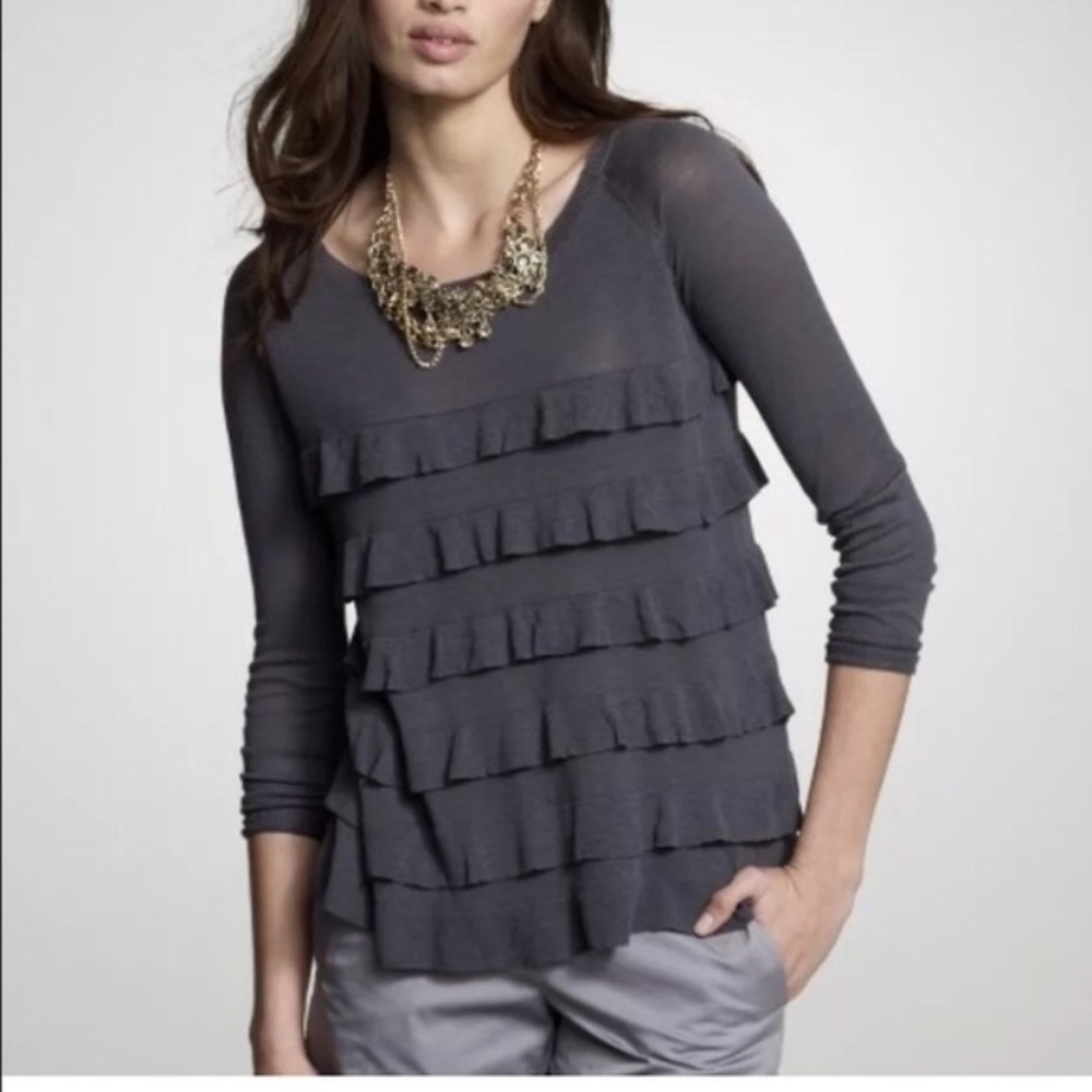 J Crew Ruffle Popover Sweater